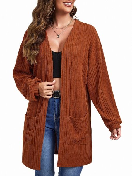 

women's down & parkas double pocket drop shoulder open front coat a4ng#, Black