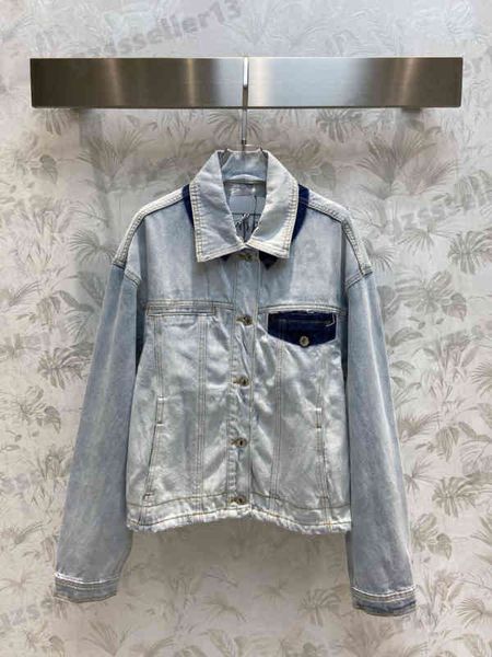 

womens jacket letter logo denim jacket fashion brand vintage wash light color lapel button jackets designer women clothing 0912, Black;brown