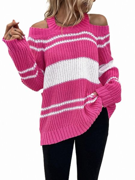 

women's sweaters two tone cold shoulder cut out back sweater c2hq#, White;black