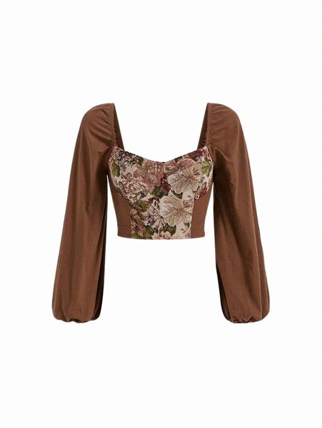 

women's blouses & shirts mod floral jacquard sweetheart neck blouse q7l7#, White