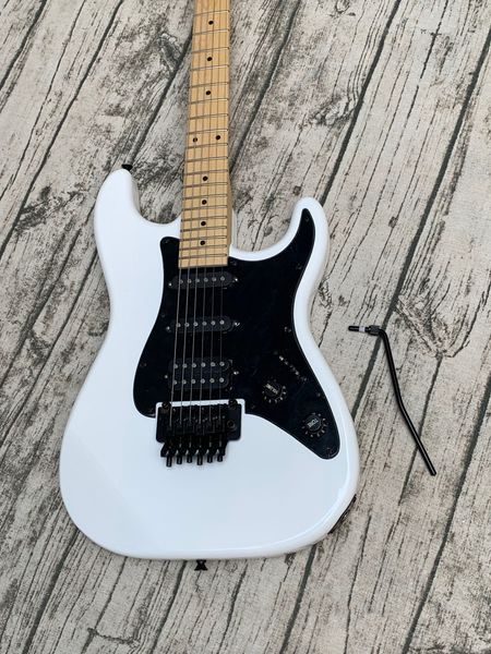 

custom white locking tremolo electric guitar black hardware