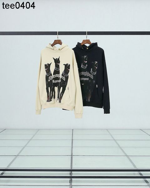 

duplicate doberman hoodies printed wash water used vtg tide american high street loose men, Black