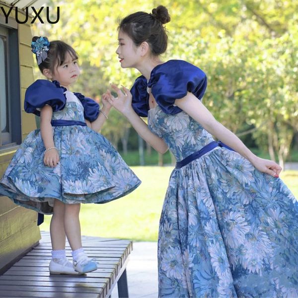 

flower girl dress mother and daughter girls pageant dresses princess dresses evening wear, White;blue