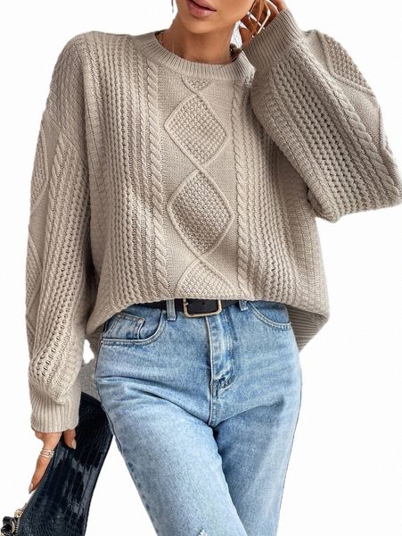 

women's sweaters cable knit drop shoulder sweater z126#, White;black