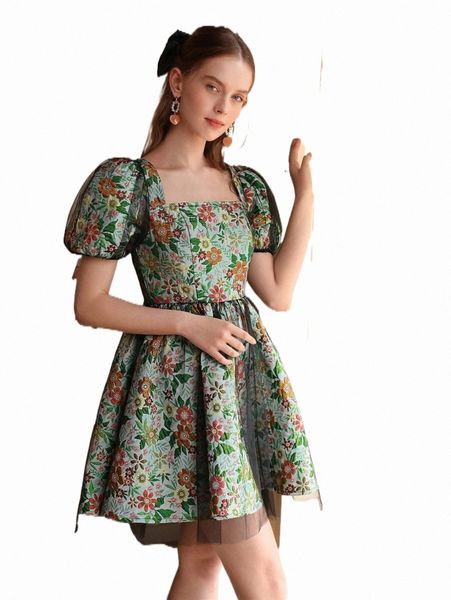 

casual dresses mod floral print puff sleeve mesh dress k9va#, Black;gray