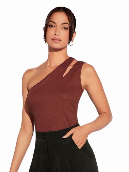 

women's t-shirt one shoulder cut out 2022 new e9db#, White