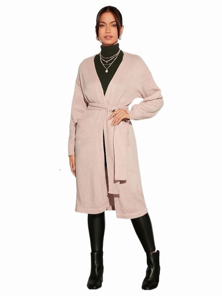 

women's sweaters drop shoulder pocket patched belted cardigan 468e#, White;black