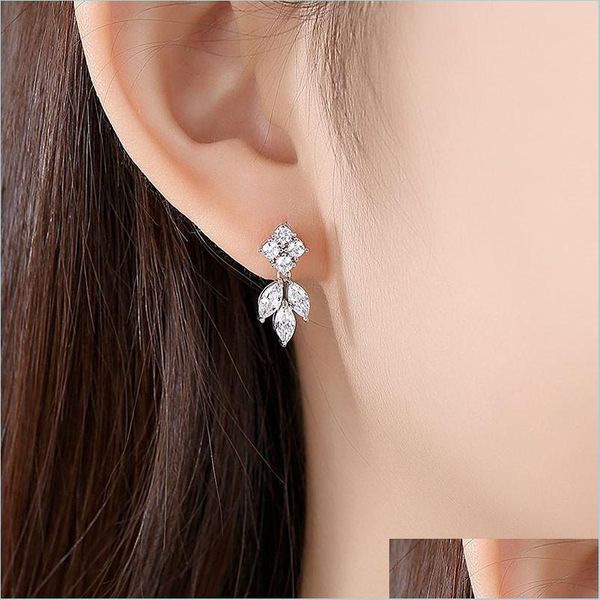 

dangle chandelier fashion designer jewelry women earrings flower leaf cz dangle square cubic zirconia chandelier wedding engagement dh5ly, Silver