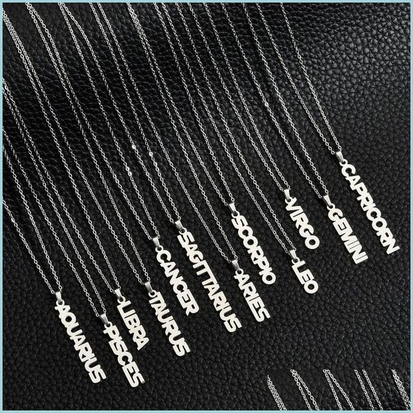 

pendant necklaces arrival twee constellation english letter pendant necklace titanium steels plated18k clavicle chain neck jew dh3bu, Silver