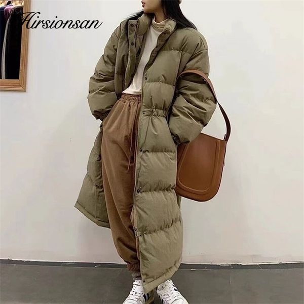 

womens down parkas hirsionsan winter thicken long jackets women loose high waist puffer clothing casual 90% white duck female coats 220906, Black