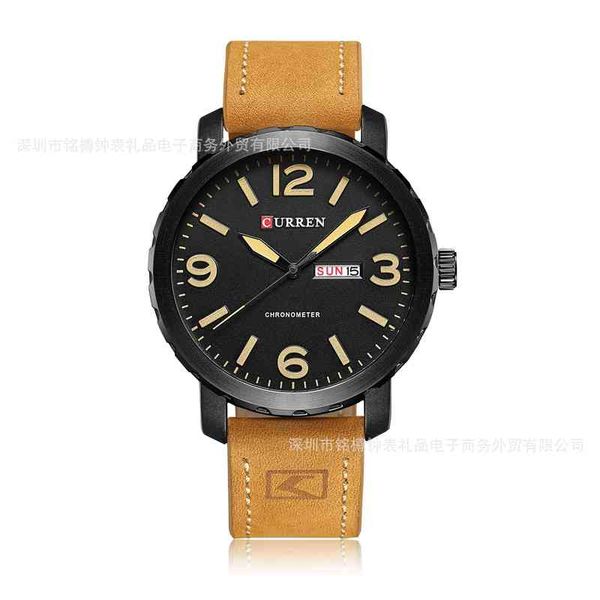

wristwatches 8273 men's quartz watch calendar waterproof belt 220907, Slivery;brown