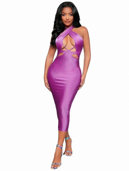 

casual dresses sxy crisscross cutout tie backless halter dress h94m#, Black;gray