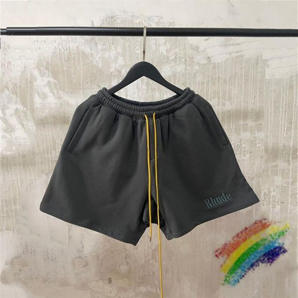 

2021ss embroidery rhude shorts men women 11 quality vintage rhude shorts heavy fabric high street solid breeches260z, White;black