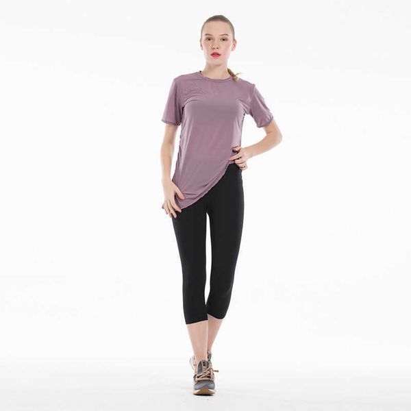 

yoga outfit naked-feels fabrics loose gym workout yoga t-shirt women breath