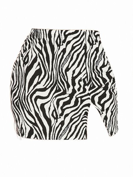 

skirts tall zebra striped split hem skirt 2022 new c1k3#, Black