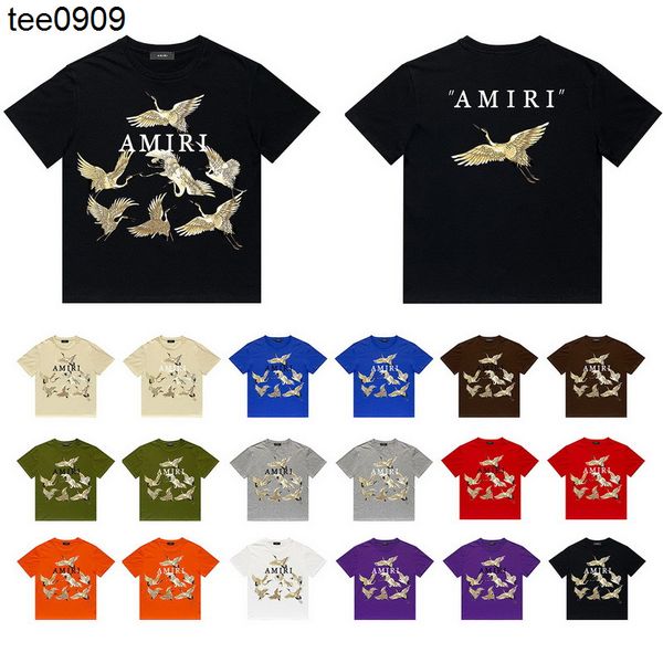 

2022 tee crane all over print casual hip hop high street round neck short sleeve t-shirt, White;black