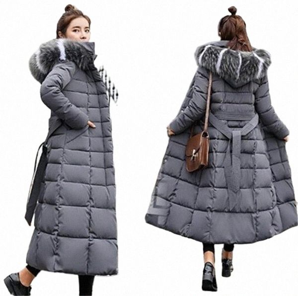 

women's down & parkas women's down & parkas 2021 winter style big fur collar long over-the-knee thick coat korean slim padded jack, Black