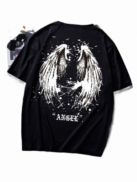 

men's t-shirts romwe guys wings print tee 2022 new o2ce#, White;black