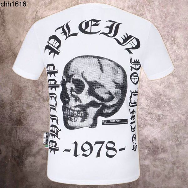 

tee spring and summer 2021 new plein letter men's short sleeve drill round neck t-shirt men, White;black