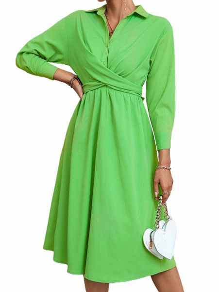 

casual dresses surplice neck tie back dress 2022 new w2hc#, Black;gray