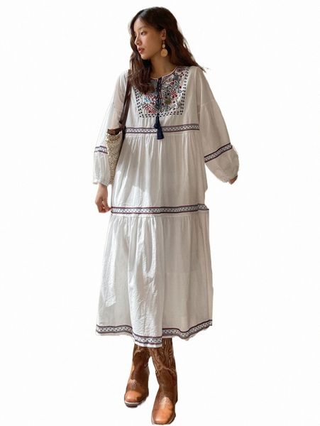 

casual dresses dazy floral embroidery lantern sleeve tassel tie dress j8dd#, Black;gray