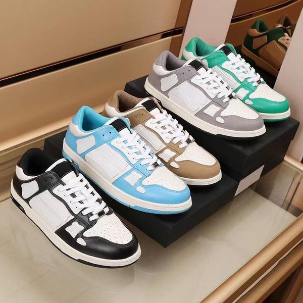 

skel-hi low bandana sneakers luxury designer men women casual shoes leather bones applique upper eva footbed low-high-sport shoe, Black