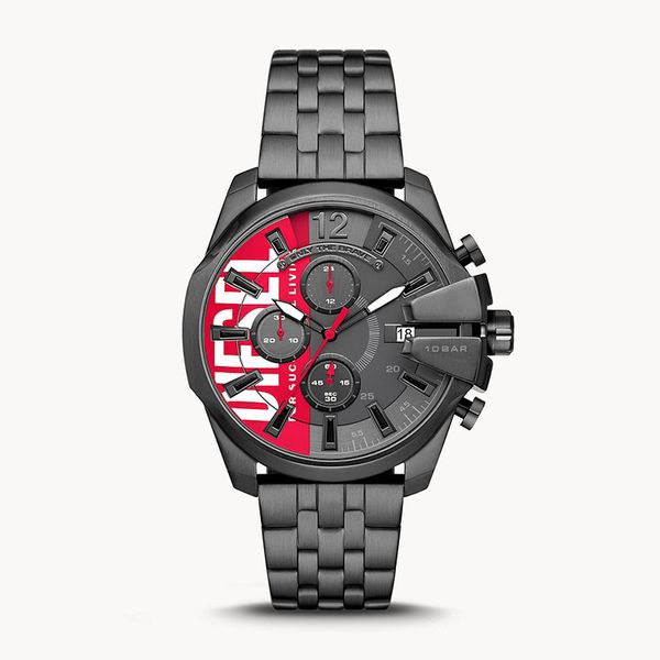 

dz chronograph gunmetal-tone stainless steel watch dz4600, Slivery;brown