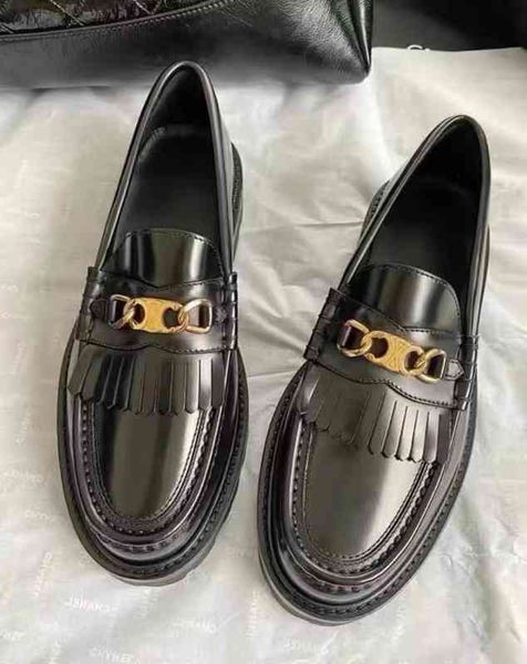 

dress shoes triumphal arch buckle tassel thick soled lofook shoes women's autumn and winter british style small leather black