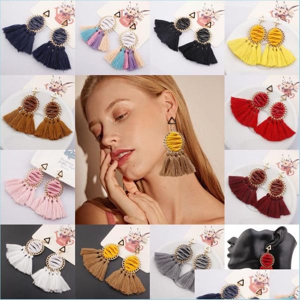

dangle chandelier boho tassel dangle earrings for women girls unique hand-woven jewelry bohemian fringe drop earring birt newdhdh1il, Silver