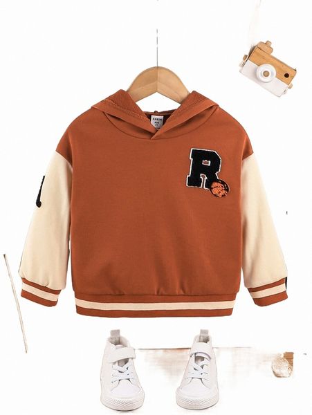 

others apparel toddler boys letter patched colorblock hoodie q4zn#, Black;white
