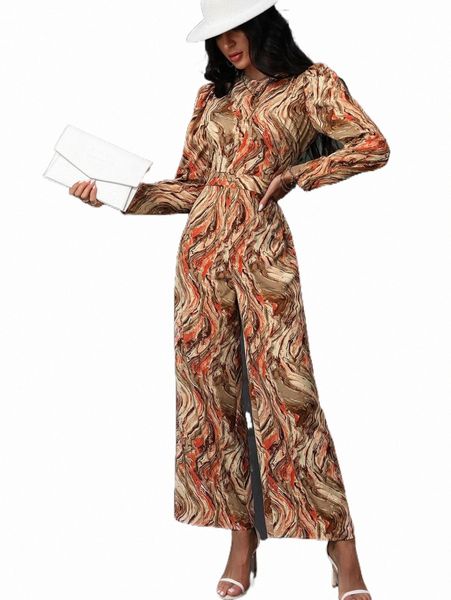 

women's jumpsuits & rompers allover print puff sleeve jumpsuit f9gf#, Black;white