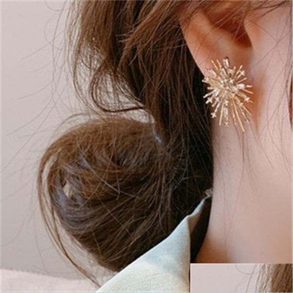 

stud south korea dongdamen new s925 sier needle fireworks beautif rhinestone temperament crystal girl earrings 822 q2 drop d vipjewel dhoyj, Golden;silver