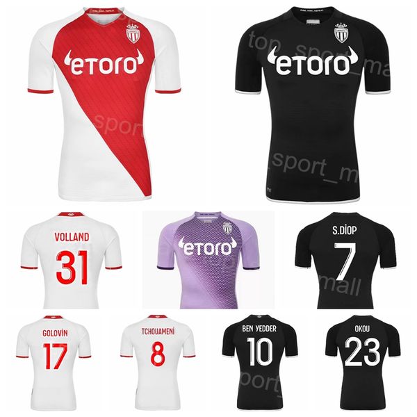 

2023 fc as monaco soccer jersey club embolo diatta badiashile diop disasi nubel jean lucas vanderson ben yedder volland diop henrique footba, Black;yellow