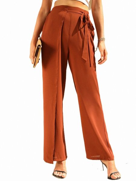 

women's pants & capris high waist knot side wide leg pants 49f4#, Black;white