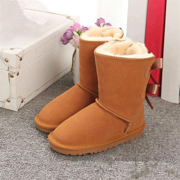 

winter australia baby snow girls childrens boots style cow suede leather waterproof winter cotton boots warm boots shoes kids239i, Black;grey