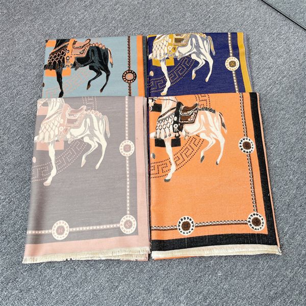 

high qualtiy women's scarf luxury brand designer cashmere shawl big size 180x70cm autumn and winter imitation letters and alphabets., Blue;gray