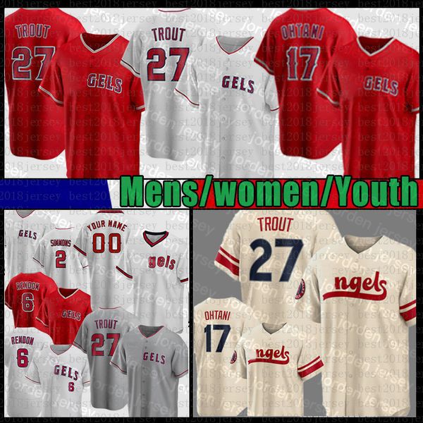 

mike trout shohei angels ohtani los angeles baseball jersey anthony rendon noah syndergaard david fletcher ja, Black