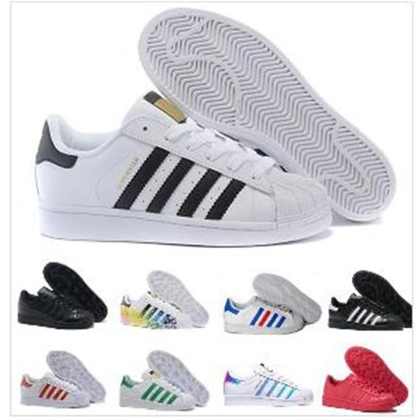 

2019 super star white hologram iridescent junior superstars 80s pride womens mens trainers superstar casual shoes size 36-44 a061291e