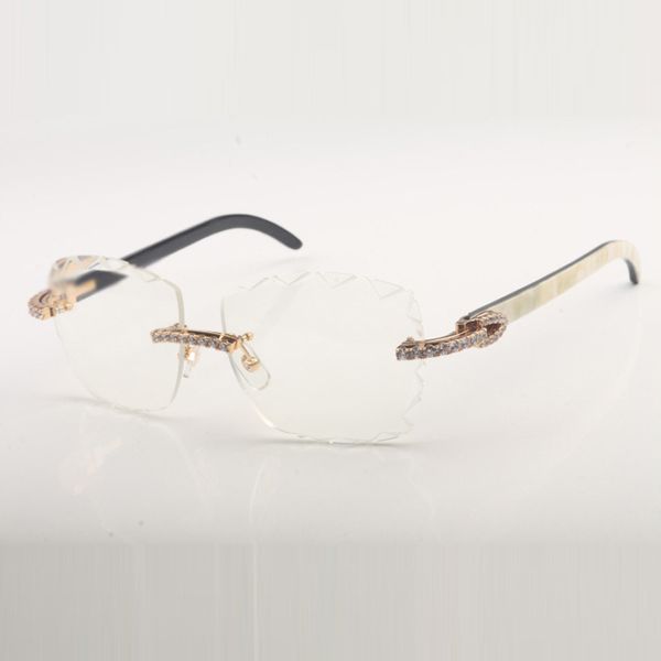 

endless diamond buffs sunglasses frames 3524028 with natural buffalo horn legs and 58 mm clear cut lens, Silver