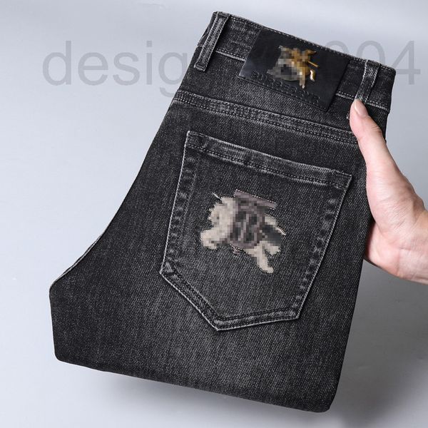 

men's jeans designer autumn and winter 2022 korean version small feet slim fit cotton elastic cigarette ash embroidery home b qj5u, Blue
