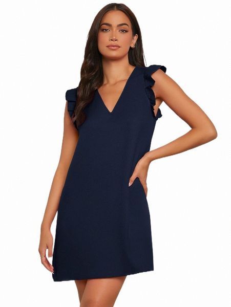

casual dresses evolu ruffle armhole solid tunic dress f9km#, Black;gray