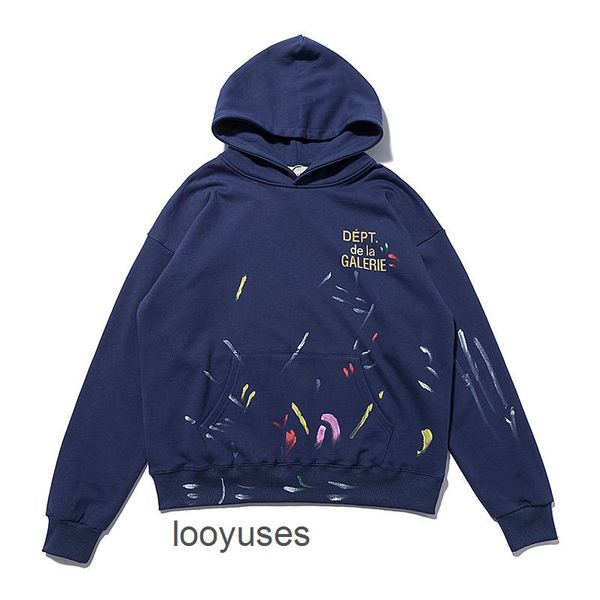 

high hoodies version dept designer galleryes streetwear of splash ink graffiti washed correct street men's sweaters women's loose, Black