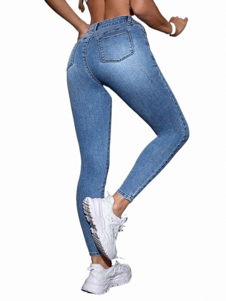 

women's jeans frenchy bleach wash skinny jeans t7qe#, Blue