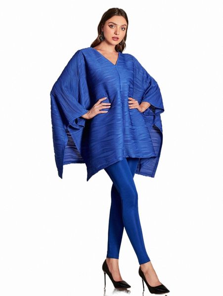 

two piece dress batwing sleeve split hem & leggings i58t#, White
