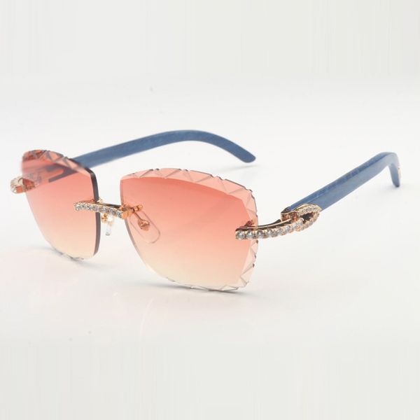 

endless diamond sunglasses 3524028 with natural blue wood legs and 58mm cut lens thickness 3.0mm, White;black