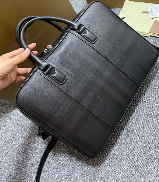 

new briefcase with checkered decoration and brand logo design