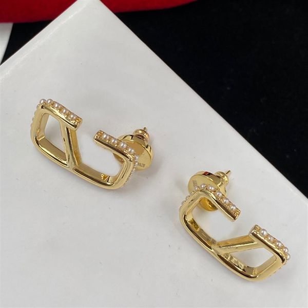 

designer pearl gold earrings for women hoop earring luxurys designers letter love diamond square earrings for gift wedding d2203093z229e, Golden;silver