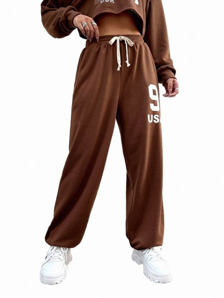 

women's pants & capris letter graphic drawstring waist sweatpants r7ib#, Black;white