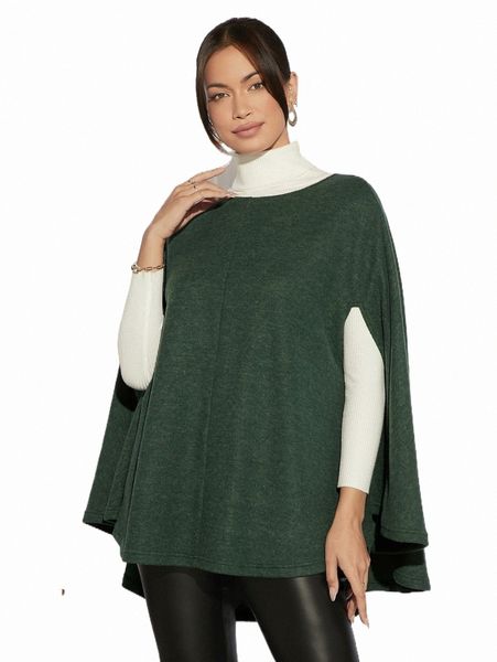 

women's down & parkas solid cloak sleeve cape coat h3is#, Black