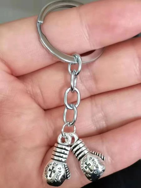 

fashion keychain boxing glove pendant boxer sports keyring diy fighting jewelry men's car keychain souvenir gift, Silver